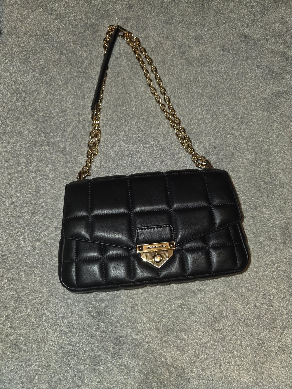Michael Kors Black Quilted Soho Shoulder Bag with Gold Chain